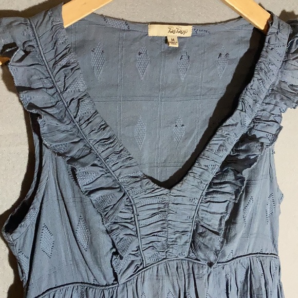 BeBop ruffled sleeveless blue mini dress Sz M - Picture 3 of 10